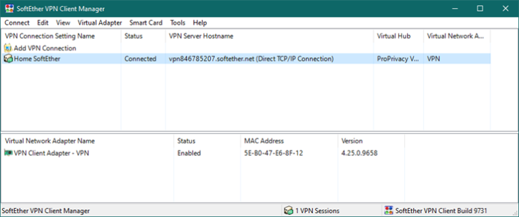 شما به سرور Softether وصل شده اید