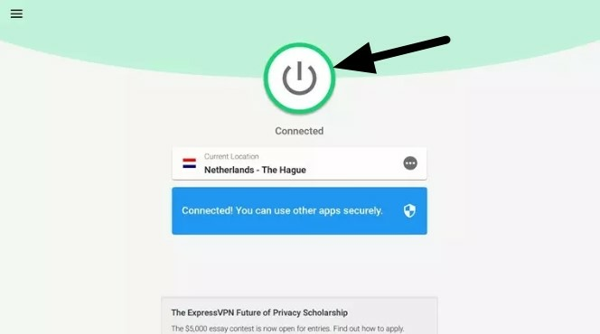  دکمه اتصال ExpressVPN 
