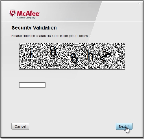   کد اعتبار سنجی McAfee 