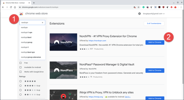  برنامه های افزودنی Chrome NordVPN 