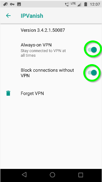  فعال کردن IPVanish Kill Switch برای Android 4 